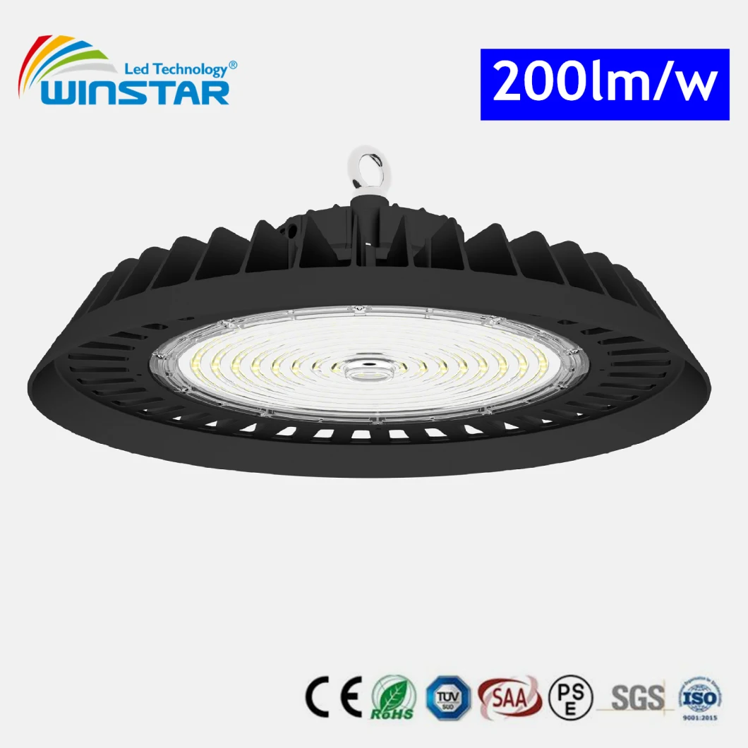 IP65 F Type LED UFO High Bay Light High Power Lumens Warehouse Logistic Indoor Flood Stadium Light 100W 150W 200W High Bay CE RoHS SAA LED Industrial Light