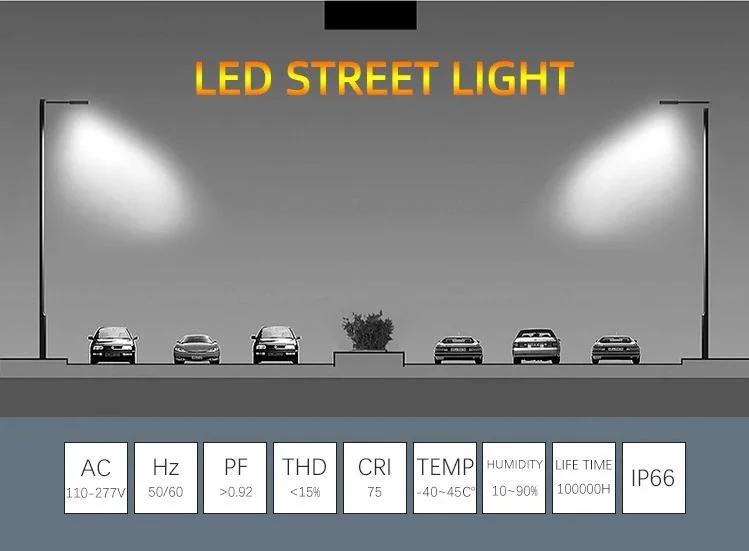 50W 100W 150W 200W Flickerless Car Park Lamp Pedestrian Illumination LED Street Light